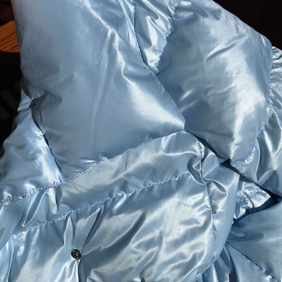 Land’s End down hyper dry water resistant puffer jacket ice blue MED PETITE - Picture 16 of 16